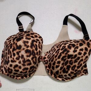 Soma leopard print bra Vanishing 360 Perfect Coverage Front Closure size 38DDD